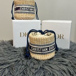 Christian Dior VIP Novelty Mini Straw Bucket Bag. Rare one of a kind.